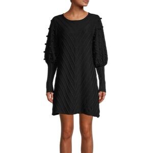 AVANTLOOK black Puff-Sleeve Knit Dress size Small